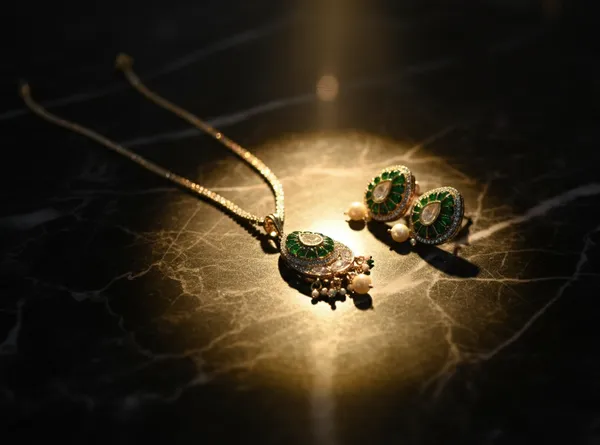 Green_Brass_Necklace_Set_For_Women